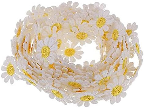 15 Yards Sun Flower Decorating Lace Daisy Embroidered Trim Ribbons Daisy Appliques for Sewing and Craft Projects