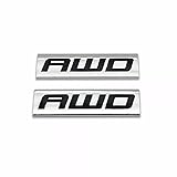 2pcs Metal AWD Emblem All Wheel Drive Badge Car Trunk Lid Sport Decal (Silver Black)