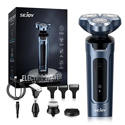 Sejoy Electric Razor For Men Face, Shavers For Men Pubic Hair And Beard, 5 In 1 Dry Wet Waterproof Rotary Men's Face Shaver Razors, Cordless Usb Rechargeable For Shaving, Ideas Gift For Dad Husband #TOP22