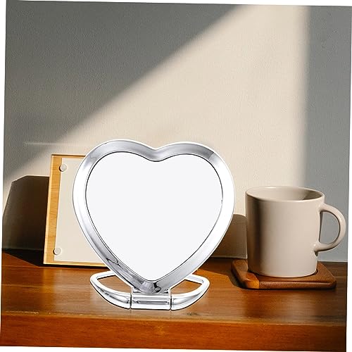 Espejo de maquillaje plegable en forma de corazón miniatura 2