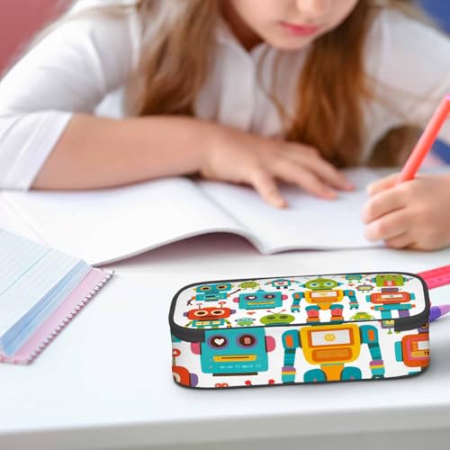 Image of Retro Robots Pencil Case Mecha Deformation Cartoon Game Pencil Bag Pouch Box Organizer for College School Students Boy Girl