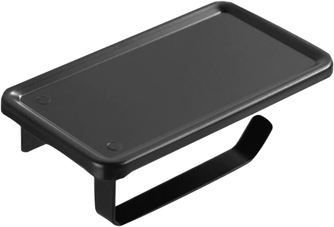 Black Wall - Mounted Toilet Paper Holder with Shelf, Space - Saving Bathroom Tissue Roll Holder for RV/Camper/Home