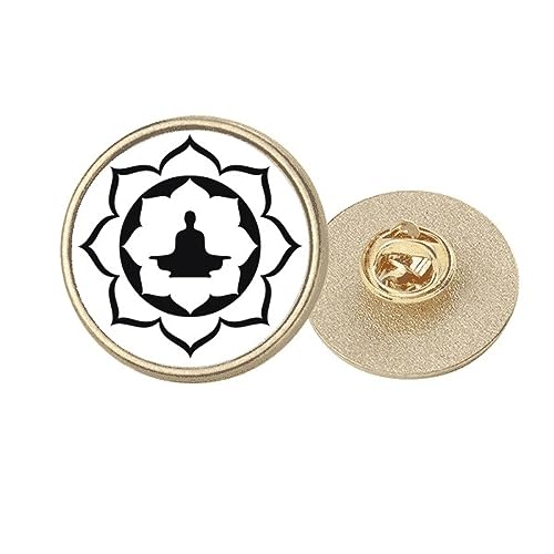 Broche Clip Motif Rond Lotus Doré en Métal Taille M pour Vêtement