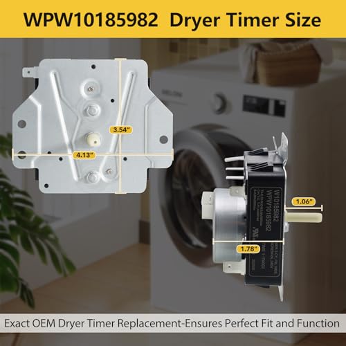 Image of W10185982 WPW10185982 Dryer Timer Replacement, Genuine OEM Quality, Replaces 418-618-20-B5, AP6016541, PS11749831, 1546812, Fits Whirlpool, Maytag, Kenmore, Crosley Dryers, 2-Year Warranty