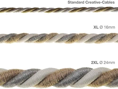 2XL Rope electrical wire 18/3 AWG wire inside. Natural linen, cotton fabric and jute covering Country. 24mm.