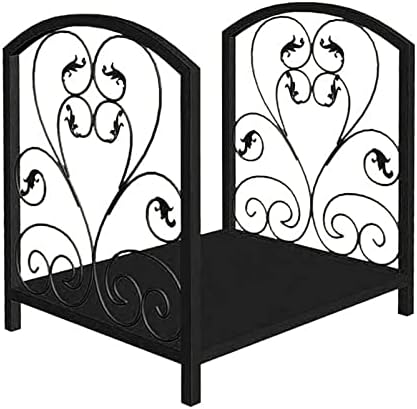 Heavy Duty Firewood Rack Stand 17.7" - Wrought Iron Log Holder for Indoor & Outdoor Wood Storage, Durable Wood Stacker Shelf, Stylish Gold Finish