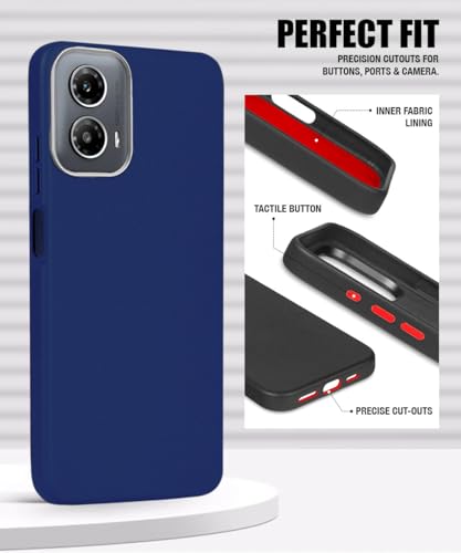 Image of WOW IMAGINE Back Cover for Motorola Moto G34 5G | Moto G45 5G | Ultra Slim Flexible Non-Slip Grip | Inner Fabric | Metal Camera Ring & Lightweight Soft Silicone Mobile Case - Blue