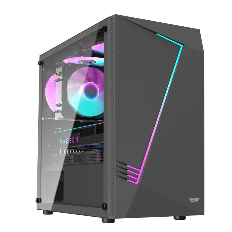 Darkflash AL390 MATX/ITX Gaming PC Case Equipped With USB 3.0, 4 Expansion slots, Tempered Glass Panels Computer Cabinet (No Fans Included)