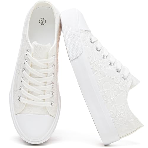 Image of yageyan Womens White Tennis Shoes Low top Canvas Sneakers Women Fashion Shoes for Walking Casual Canvas Comfortable