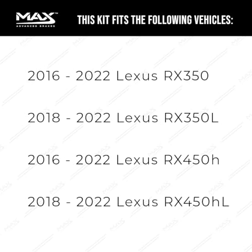 Image of Max Advanced Brakes Rear Brake Kit Compatible With 2016 2017 2018 2019 2020-2022 Lexus RX350 RX450h RX350L RX450hL Replacement Cross Drilled Disc Brake Rotors and Ceramic Brake Pads