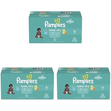Amazon.com: Diapers Size 4, 92 Count - Pampers Baby Dry Disposable Baby