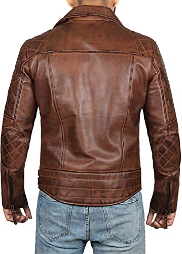 Image of fjackets Men's Biker Leather Jacket - Real Lambskin Leather Motor Style Jacket for Men - Asymmetrical Zip Jacket
