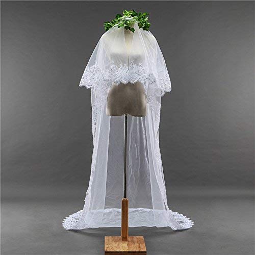 BEAUTELICATE Velo Da Sposa Di Pizzo Tulle Corto 2 Strati Per - Foto 6