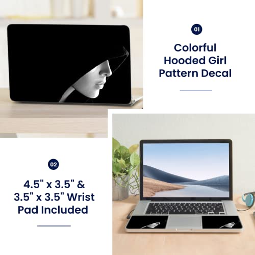 Image of LSS 17 17.3 Inches Laptop Notebook Skin Sticker with 2 Wrist Pads - Reusable Cover Protector Vinyl Sticker Cover Decal Fits 17 inch - 19 inch HP Asus Acer Samsung - Hooded Girl Pattern