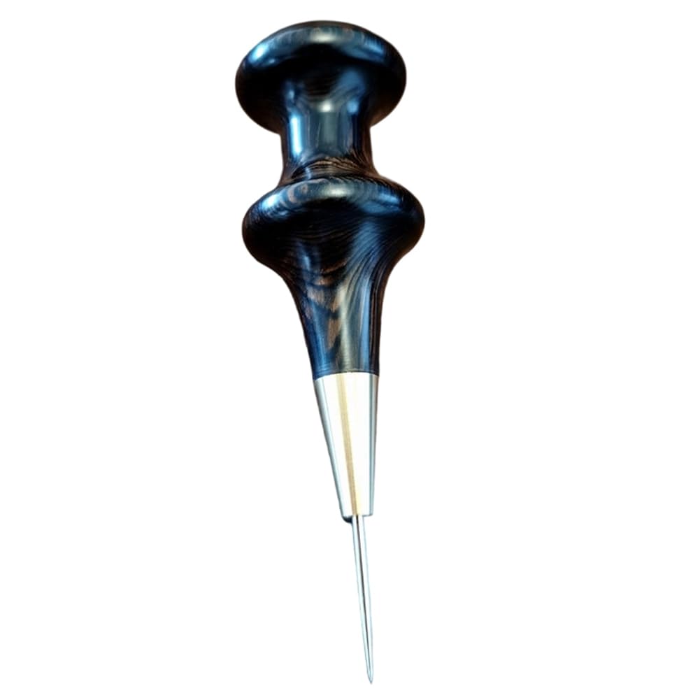 Vjsujehgy Wooden Handle Handmade Punch Tools Awl DIY Leather Punch Tool Round Hole Stitching Leather Craft Sewing