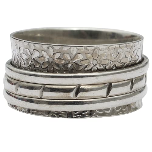 Miniatura 1 de Sterling Silver Spinner Ring  Anxiety Spinner Ring  Fidget Spinner Ring for Women  Handmade Three Spinner Ring  Sterling Silver 925