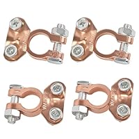 2 Paar Batterie Polklemmen, Batterieklemmen Massiv, Autobatterie + Plus - Minus Batterie Pole Klemme, Kupfer Steckverbinder Positiv & Negativ für Auto Boot Wohnmobil Caravan und Batterien