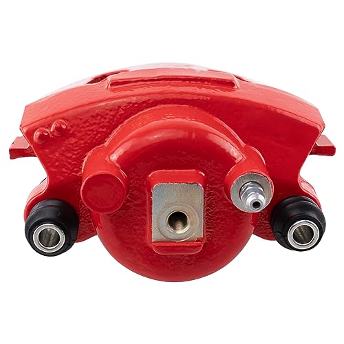 Image of TRQ Front Left Brake Caliper Performance Red Drivers Side | For 1990-2001 Jeep Cherokee 1990-1992 Comanche 1993-1998 Grand Cherokee 1993 Grand Wagoneer 1990 Wagoneer 1990-2006 Wrangler