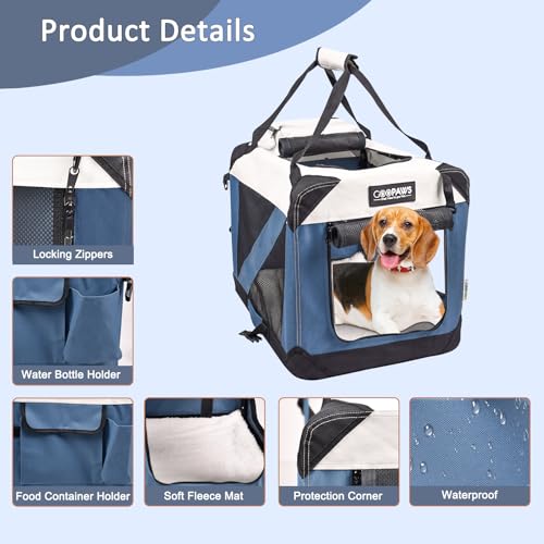 image for JESPET Soft Dog Crates Kennel for Pets, 3 Door Soft Sided Folding Trav