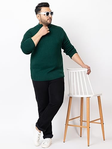Image of Kvetoo Plus Size Men High Neck Zipper Full Sleeve Woolen Winter Sweater