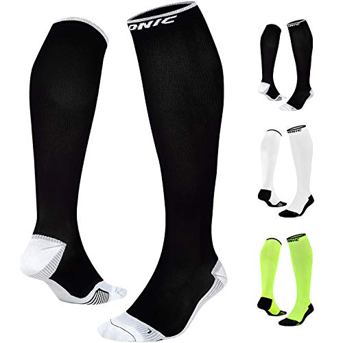 Onic Gear Sport Kompressionsstrümpfe für Damen / Herren, Thrombosestrümpfe, Laufsocken, Medizinisch, Schwarz, S 36-38
