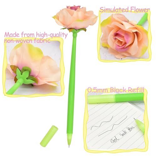 12 bolígrafos florales con tinta negra de 0.5mm gel miniatura 2