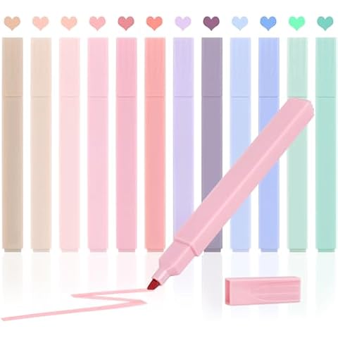 Utron 12pcs Bible Highlighters, Bible Highlighters No Bleed, Pastel Highlighter Set, Cute Highlighters, No Bleed Bible Highlighters Pastel (12 Color) Cover