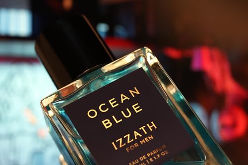 Image of IZZATH Ocean Blue Eau De Parfum 50ml : Luxury Men's Perfume with Grapefruit, Lemon, Mint, Pink Pepper & Bergamot | Elegant Gift for Him