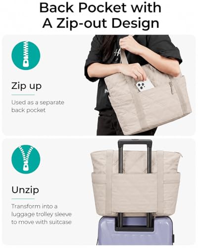 Image of Lyrovo Quilted Tote Bag for Women - Office Bag with Laptop Compartment, Puffy Handbag with Side Pockets, Lightweight Shoulder Bag for College, Travel & Everyday Use | Women's Stylish Tote
