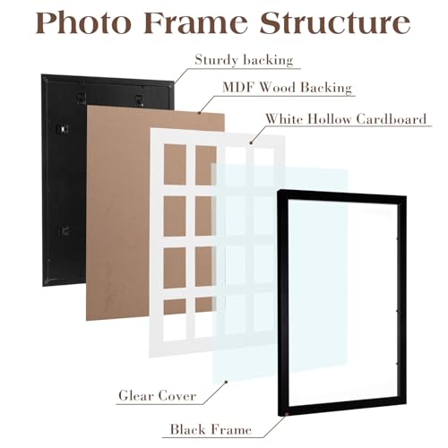 Image of Namalu 2 Pcs 2 x 3 Multi Pictures Frame Collage Wall Decor with 16 Openings Black Wood Mini Film Photo Wall Frames for Display Wedding Decoration, 17.7 x 13.4 Inches