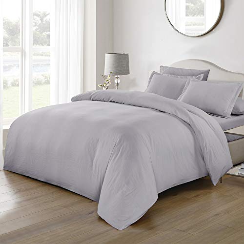 WAVVE Funda de Edredón 150x220 cm para Cama 90 con 1 Funda de Almohada 40x75 cm, Funda Nórdica de Microfibra Suave y Transpirable, Gris Claro 2pcs
