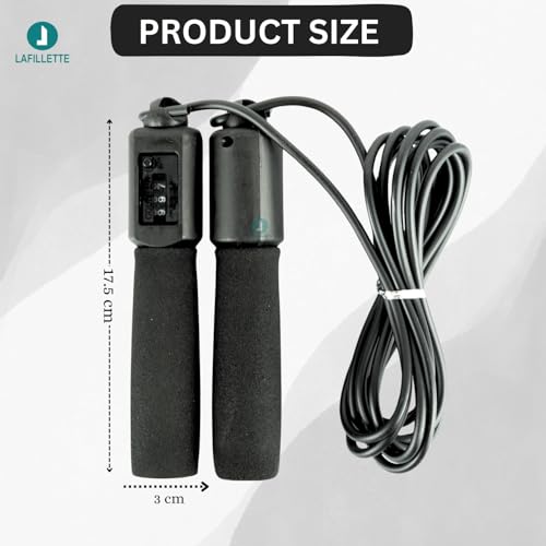 Image of LAFILLETTE Plastic New Jump Ropes With Counter Sports Fitness Adjustable Counting Jump Skip Rope (Black), Spongy
