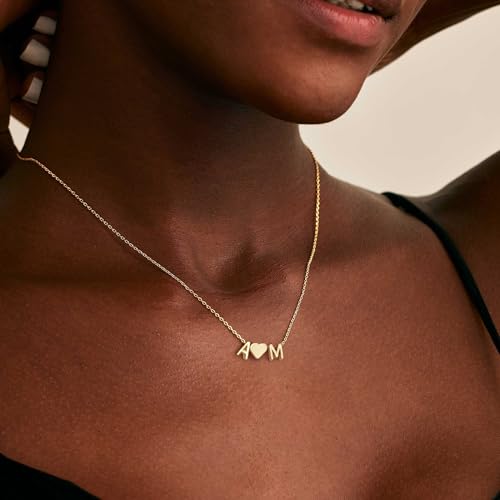 Turandoss Heart Initial Necklace for Women Teen Girls, 14K Gold Plated Dainty Letter A-Z Initial Necklace with Heart, Personalized Jewelry Birthday Gifts for Women Wife Mom3