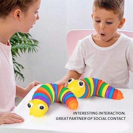 SWIREUK Small Slug Fidget Toys with Flashing Lights, Baby Toy, Sensory for Kids, Clicks Sound Making Flexible Stretchable Joints Slug Light Toy Joints, Autism, Slugs (Pack of 1 ;Random Color)