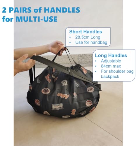 GIMIRO Multifunktionale Faltbare Tasche Reise Duffel Rucksack Handtasche Schultertasche Große Kapazität Einkaufstaschen Sport Fitness Taschen (Navy Blue Cartoon)