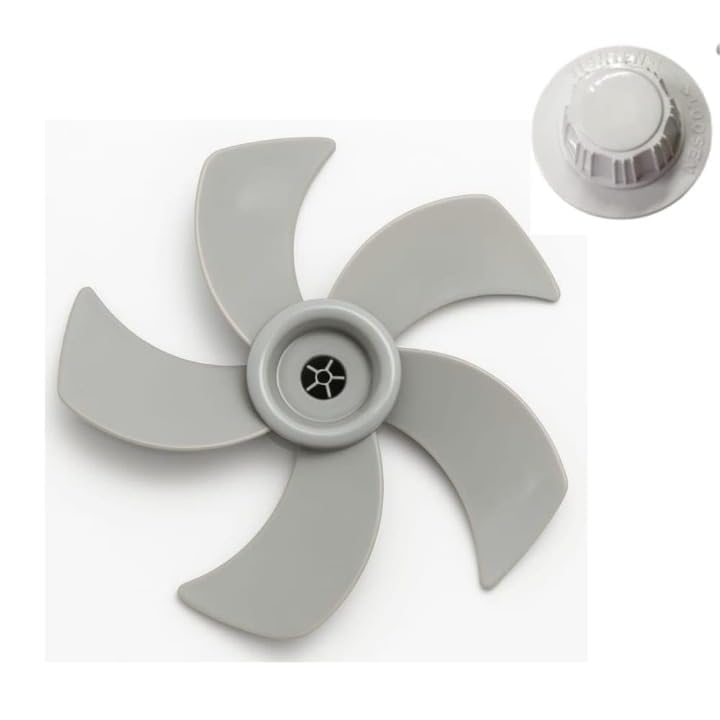 Image of 5 Leaf Fan Blade 16 Inch (400mm) with Lock Cap & 8mm Shaft | Universal for Table, Wall & Pedestal Fans | Multicolour Durable Plastic | Easy Install