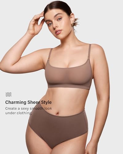 Image of INLYRIC Women's Cosnufy Sheer Bralette - Cami Mesh Unlined No Padding See Through Wirefree Bralettes Pullover