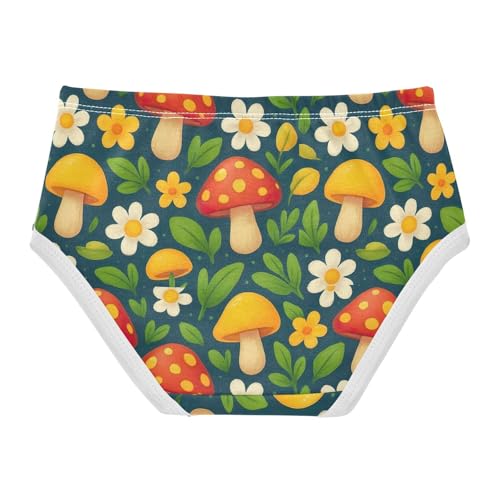 Joisal Cotton Toddler Underwear Floral Cute Red Yellow Mushrooms Girl Panties Cute Fun Briefs Girls Undies 2t2