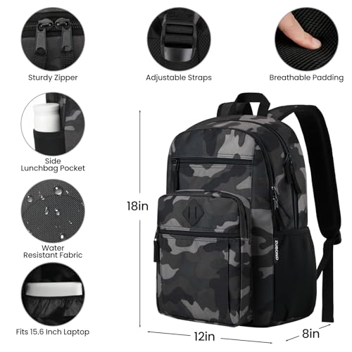 Image of ZUBOND Unisex Backpack for School, Lightweight Boys Girls Backpack Fits 15.6 Inch Notebook, Water Bottle Pocket - Ideal for Teens, College Students, Adults