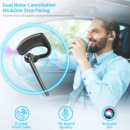 Image of Bluetooth Headset Wireless Earpiece Single Ear Headset with Microphone