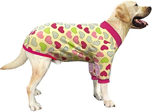 PriPre Dog Cotton Colorful Heart Pattern T-Shirts Soft and Stretchy Dog Shirt Pajamas Pets Clothes for Large Dogs(XL Heart)