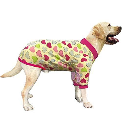 Pripre Dog Cotton Colorful Heart Pattern T-Shirts Soft And Stretchy Dog Shirt Pajamas Pets Clothes For Large Dogs(Xl Heart) #TOP13