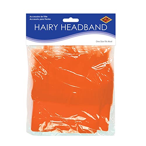 Beistle 1 Count Orange Hairy Headband Hat For Graduation School Spirit Sports Events Tailgate Parties Halloween Costume Accessory #TOP4