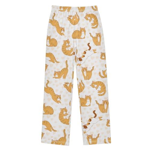 Boys' Pants Funny Cartoon Cute Cats Hearts Long Bottoms Jogger Pants Elastic Waist Trousers with Pockets S-XL