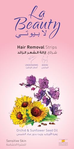 La Beauty Hair Removal Strips Sensitive Skin | Formulated For Sensitive Skin | Fortified With Natural Orchid Extract and Polynesian Flowers | 12 Strips + 2 Finishing Wipes