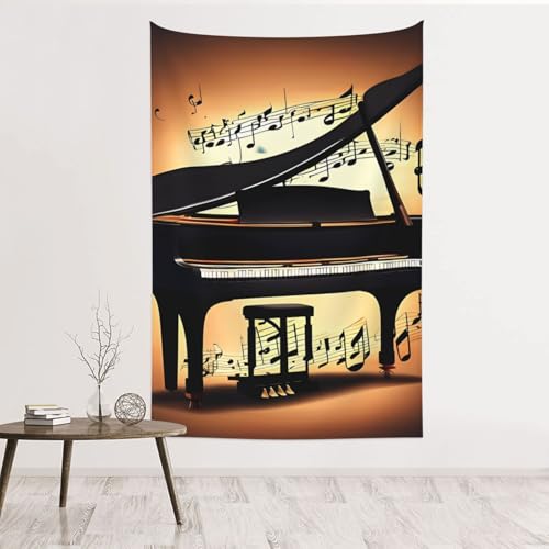 Tapisserie velours haut de gamme motif violon et piano