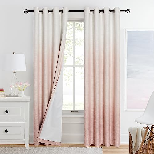 Ombre Full Blackout Curtain Panels 84 Inch Long Noise Reducing