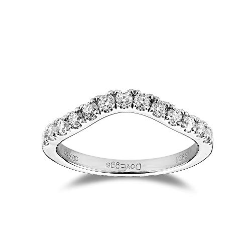 DovEggs 0.46CTW GHI 2mm Moissanite Lab Created Diamond Half Eternity Curved Wedding Band 14k Gold QUALITY Sterling Silver Wedding Engagement Rings for Women