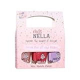 Miss Nella Good Vibes- Paquete de 3 esmaltes de uñas a base de agua, peel off, sin olor y seguro por los niños- Sugar Hugs (rosado), Abracadabra (rosado) & Butterfly Wings (lila)