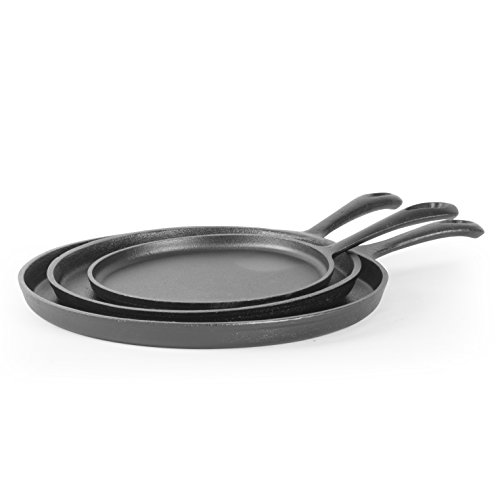 Comparison: Best Cast Iron Griddle Set 3 Commercial CHEF Round Cast Iron Griddle Pan 3-Piece Set – 8-inch, 10-inch, and 12-inch - Pre-seasoned Griddle Cast Iron Cookware